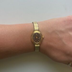 Gold-Plated Sarah Coventry Watch with Gem Detail